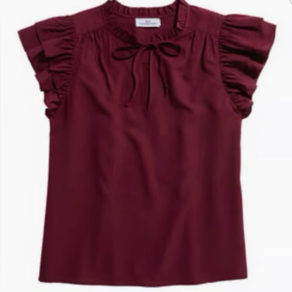 Vineyard Vines Double Ruffle Sleeve Top